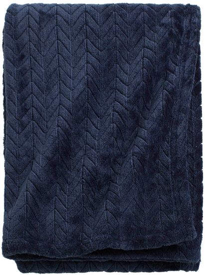 Trinny pledd 130x170 mørk blå
