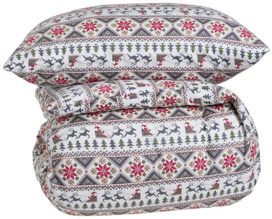 Jinglebell flanellsengesett 140x200 gråbeige
