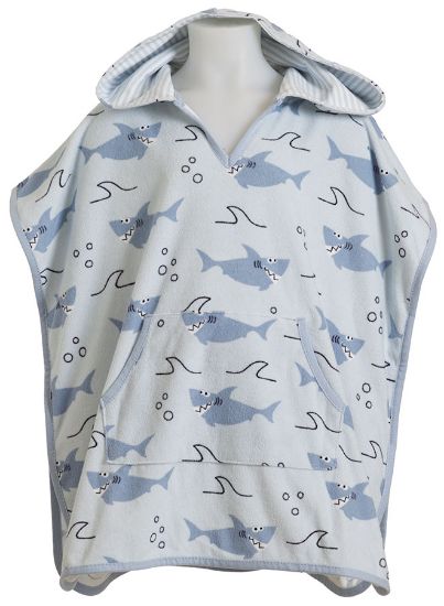 Shark poncho blå